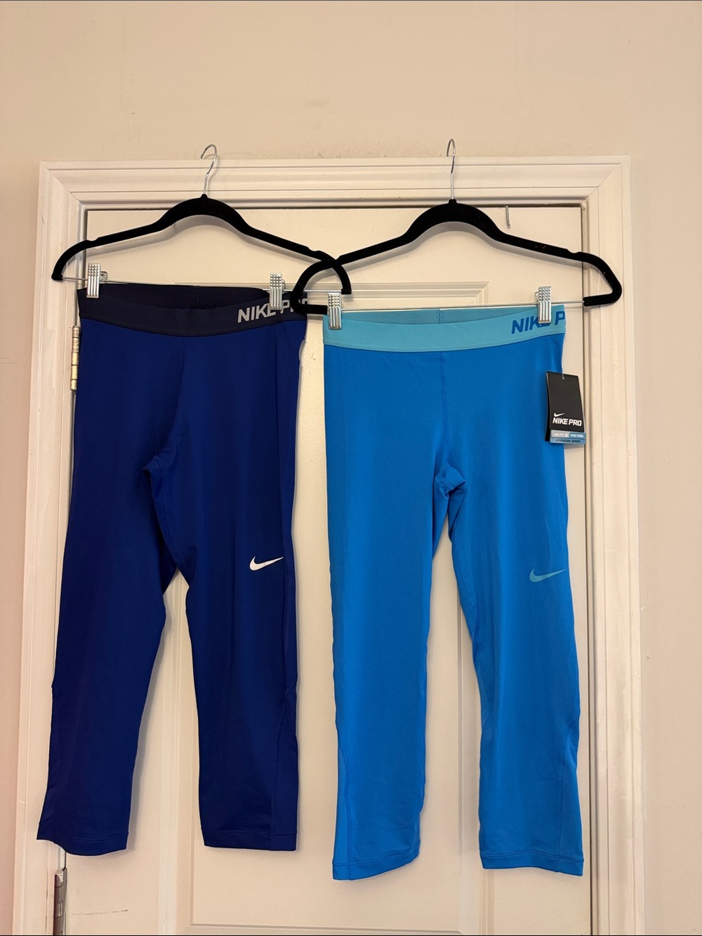 NIke Pro- BUNDLE- Medium- Capri Leggings - Navy & Bright Blue